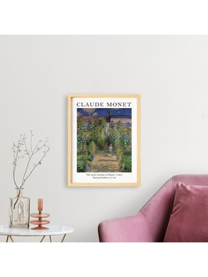 Ayışığı Dizayn Claude Monet Garden2 Doğal Ahşap Çerçeveli Tekli Tablo Seti