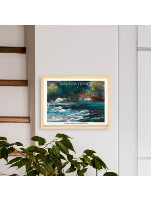 Ayışığı Dizayn Winslow Homer Rapids Doğal Ahşap Çerçeveli Tekli Tablo Seti