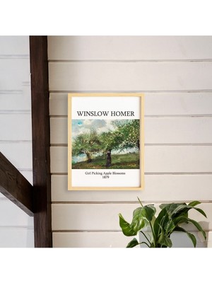 Ayışığı Dizayn Winslow Homer Girl Picking Doğal Ahşap Çerçeveli Tekli Tablo Seti