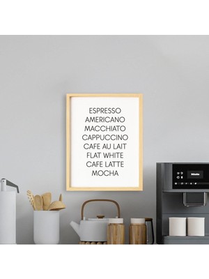 Ayışığı Dizayn Mutfak-Coffee Set-Kahve Seti Doğal Ahşap Çerçeveli Tekli Tablo Seti