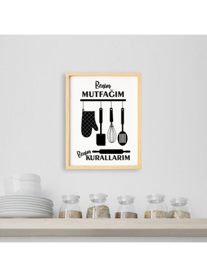 Ayışığı Dizayn Mutfak-Benim Mutfağım Kurallarım Doğal Ahşap Çerçeveli Tekli Tablo Seti