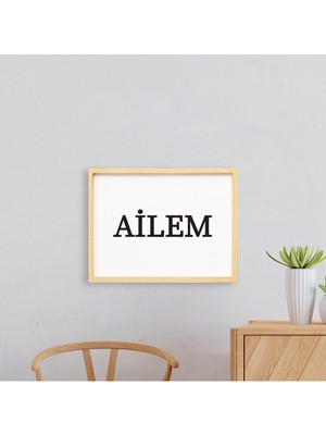 Ayışığı Dizayn Yazı Ailem Doğal Ahşap Çerçeveli Tekli Tablo Seti