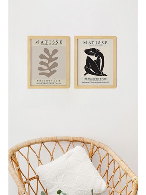 Ayışığı Dizayn Matisse-1 Doğal Ahşap Çerçeveli 2'li Tablo Seti