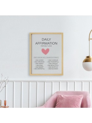 Ayışığı Dizayn Aura-For Self Love-Kendini Sev Doğal Ahşap Çerçeveli Tekli Tablo Seti