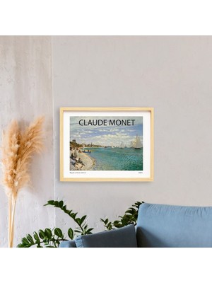 Ayışığı Dizayn Claude Monet Seashore Doğal Ahşap Çerçeveli Tekli Tablo Seti
