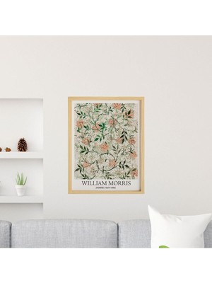 Ayışığı Dizayn William Morris Jasmine Doğal Ahşap Çerçeveli Tekli Tablo Seti