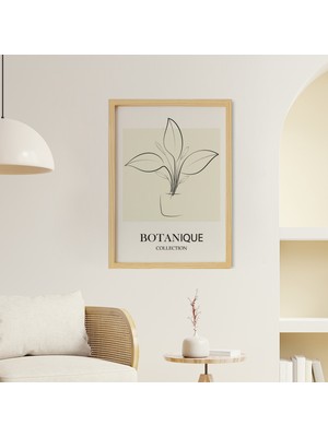 Ayışığı Dizayn Bohem & Iskandinav Botanique-Botanik Ahşap Çerçeveli Poster Tekli Dekor Duvar Tablo Seti