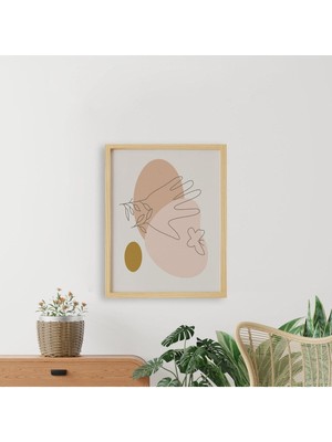 Ayışığı Dizayn Bohem-Women1-Kadın Doğal Ahşap Çerçeveli Tekli Tablo Seti