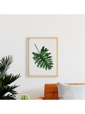 Ayışığı Dizayn Bohem-Leaf4 Doğal Ahşap Çerçeveli Tekli Tablo Seti