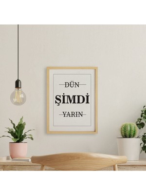 Ayışığı Dizayn Yazı Şimdi Doğal Ahşap Çerçeveli Tekli Tablo Seti