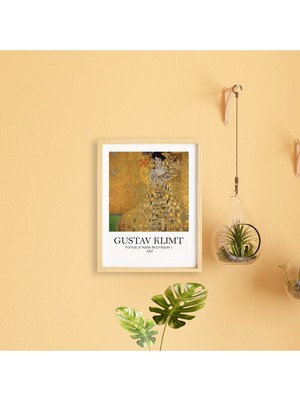Ayışığı Dizayn Gustav Klimt Adele Doğal Ahşap Çerçeveli Tekli Tablo Seti