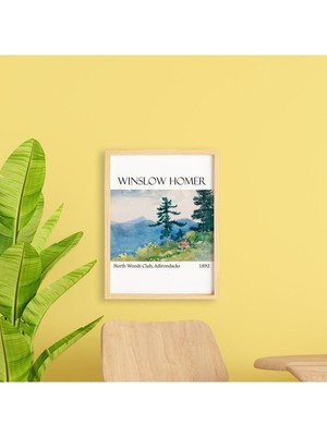 Ayışığı Dizayn Winslow Homer Wood Club Doğal Ahşap Çerçeveli Tekli Tablo Seti
