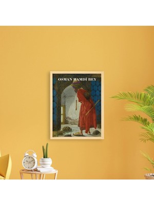 Ayışığı Dizayn Osman Hamdi Kaplumbağa Terbiyecisi Doğal Ahşap Çerçeveli Tekli Tablo Seti