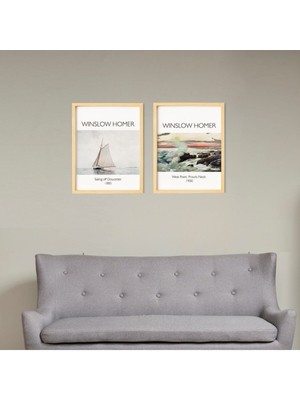 Ayışığı Dizayn Winslow Homer Ahşap Çerçeveli 2'li Tablo Seti