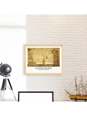 Ayışığı Dizayn Gustav Klimt Tree Doğal Ahşap Çerçeveli Tekli Tablo Seti