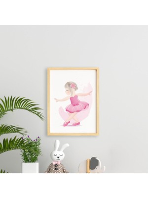 Ayışığı Dizayn Çocuk Ballet-Balerin Doğal Ahşap Çerçeveli Tekli Tablo Seti