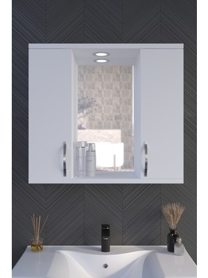 Akt Home Banyo Dolabı 80CM %100MDF Aynalı-Led Spotlu