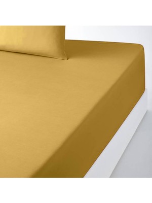 Mundo Lindo Organik Pamuk Tek Kişilik Lastikli Çarşaf Seti Hardal