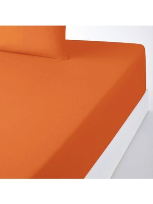 Mundo Lindo 0rganik Pamuk Büyük Boy Tek Kişilik Lastikli Çarşaf Seti Soft Turuncu