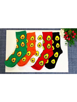 Socks And More Avokado Desenli Renkli 5'li Set Çorap Unisex