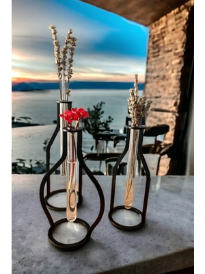 Dekoratif Metal Vazo Çiçeklik Minimalist Modern Saksılık 3'lü Set