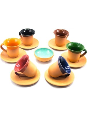 Avanos Renkli Toprak Fincan Seti 6lı Set