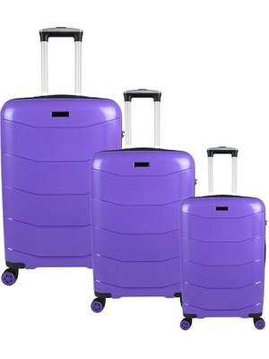 Bagacar Ultra Hafif Kırılmaz Silikon 3lü Set Valiz Mor+Etiket Hediyeli!