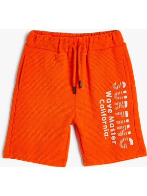 Koton Şort Sörf Baskılı Pamuklu Beli Bağlamalı