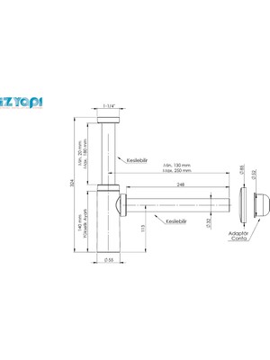 İz Yapı  Moon Ayarlanabilir Krom Lavabo Sifonu Abs 220490