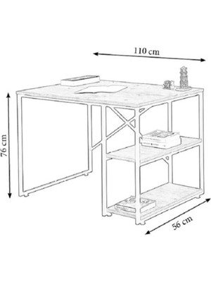Mobilya Sarayı Ahşap Raflı Metal Lüks Çalışma Masası
