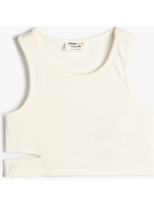 Koton Basic Crop Atlet Kolsuz Pencere Detaylı Yuvarlak Yaka