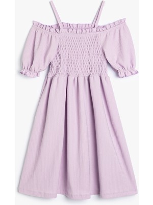 Koton Elbise Düşük Omuz Balon Kollu Askılı