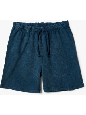 Koton Şort Yıkamalı Beli Lastikli Cepli Pamuklu