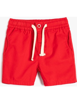 Koton Basic Şort Beli Bağlamalı Cepli Pamuklu