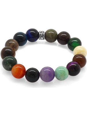 Okyanus Silver Küre Kesim Multicolor Doğaltaş Kombinli Çocuk Başarı Bilekliği