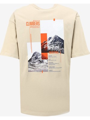 Discovery Expedition Bej Erkek Bisiklet Yaka Loose Fit T-Shirt D4SM-TST3257
