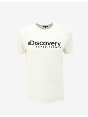 Discovery Expedition Beyaz Erkek Bisiklet Yaka T-Shirt D4SM-TST3290