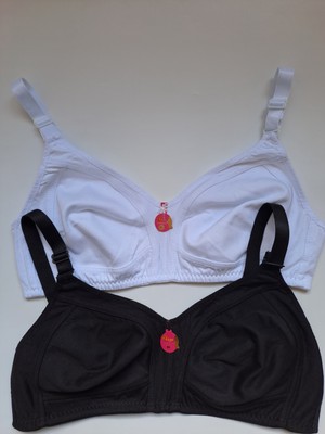 Nariya Kadın Sütyen Büyük Beden Pamuklu 2'li 2 Adet D Cup Penye Toparlayıcı Sütyen Günlük Rahat Iç Giyim