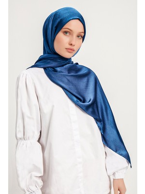 Schaless Janjanlı Krinkıl Abaye Şal 70x190cm - İndigo