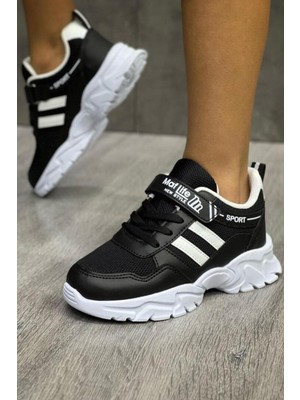 Mackrock Sports Lastikli Cırtlı Yumuşak Esnek Hafif Nefes Alabilen Unisex File Çocuk Sneaker Spor Ayakkabı