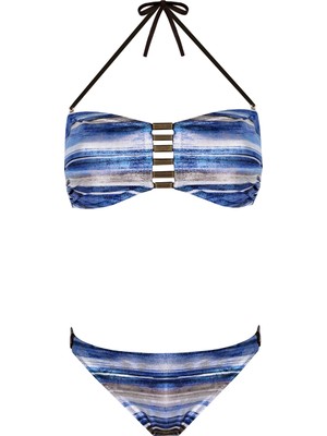 Zeki Desenli Straplez Bikini