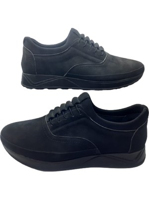 Beren Erkek Siyah Süet Lastikli Ortopedik Taban Günlük Şık Ayakkabı Bern1547-9