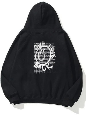 The Wert Unisex Give Love Back Ön Arka Baskılı Siyah Sweatshirt Hoodie
