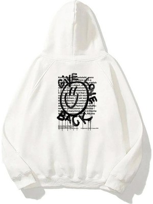 The Wert Unisex Give Love Back Ön Arka Baskılı Beyaz Sweatshirt Hoodie