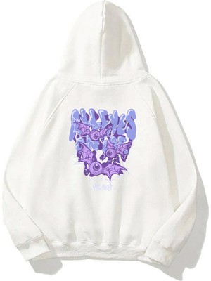 The Wert Unisex All Eyes On Me Ön Arka Baskılı Beyaz Sweatshirt Hoodie