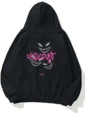The Wert Unisex Well Count, Crınge Ön Arka Baskılı Siyah Sweatshirt Hoodie