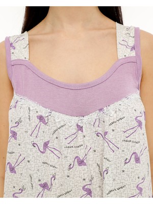 Kalın Askılı  Pamuk Penye Kumaş Rahat Kalıp Gecelik