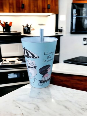 Seyfi Kırtasiye Desenli Pipetli Plastik Bardak 400 ml