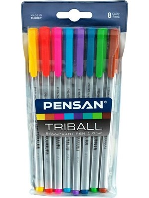 Pensan Trıball Tükenmez Kalem Seti 1.0 mm 8 Renkli Ergonomik Tasarım ile Pürüzsüz Yazım Deneyimi