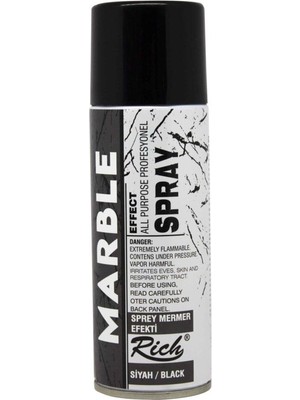 Rich Siyah Mermer Efekti Sprey 200 ml Profesyonel Uygulama İçin Tüm Yüzeylerde Kullanım